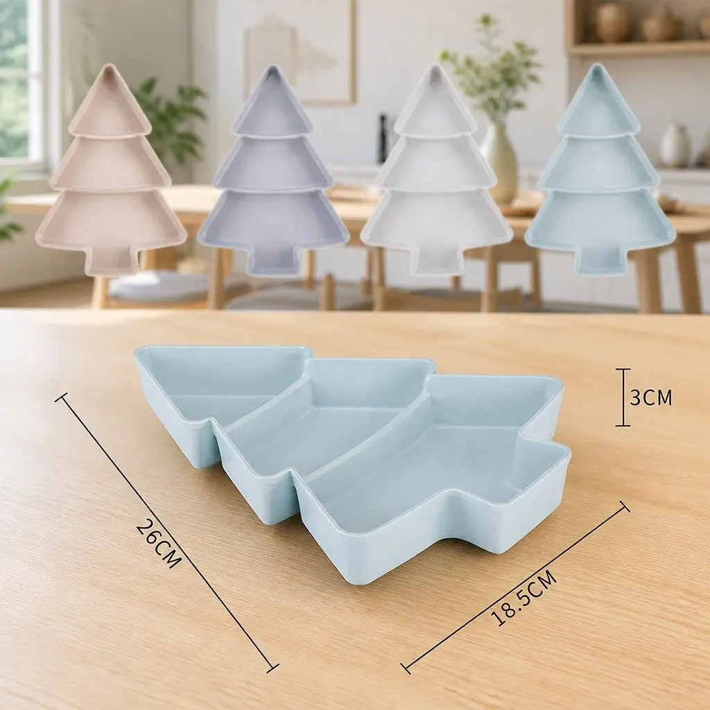 Small Tree Split Dry Fruit Plate Food Storage Household Snack Plate Plastic Pink