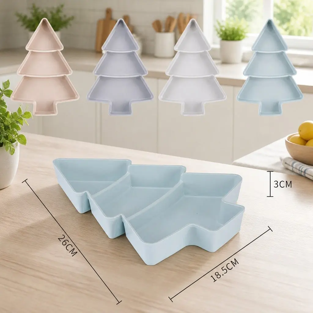 Small Tree Design Split Dry Fruit Plate Snack Food Storage Household White