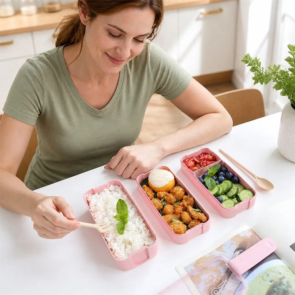 3-Layer Bento Lunch Box 900ml with Easy Lock Seal