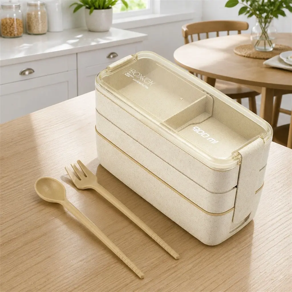 3-Layer Bento Lunch Box 900ml with Easy Lock Seal