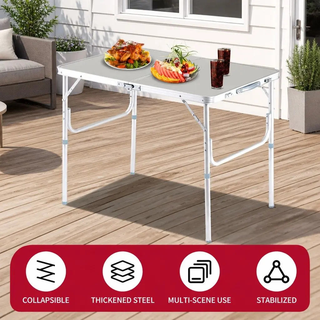 Folding Camping Table Portable Outdoor Picnic BBQ Aluminum Desk Foldable