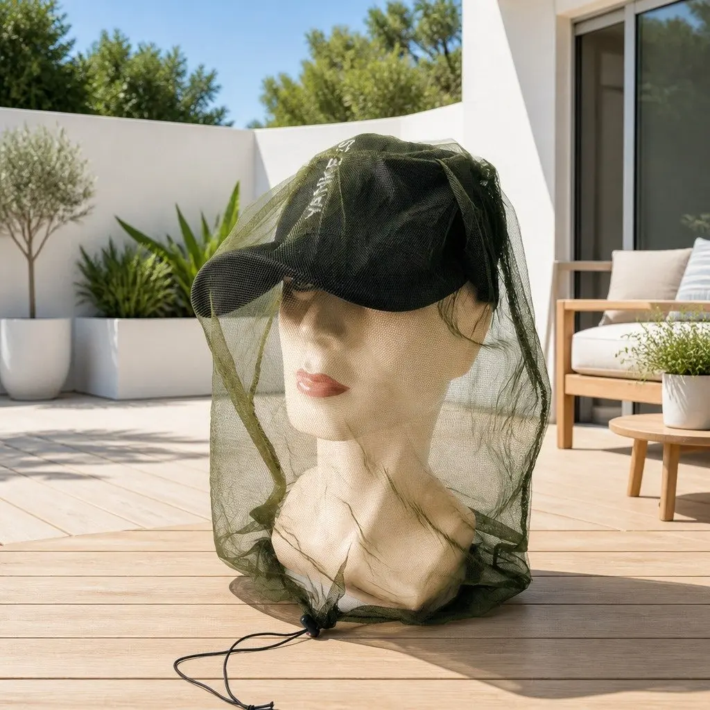 Mosquito Head Net Lightweight Breathable 45 X 33 cm Outdoor Fishing Insect Mesh Hat Face Protector