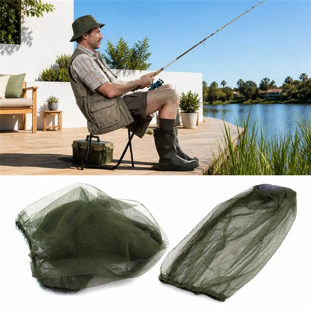 Mosquito Head Net Lightweight Breathable 45 X 33 cm Outdoor Fishing Insect Mesh Hat Face Protector