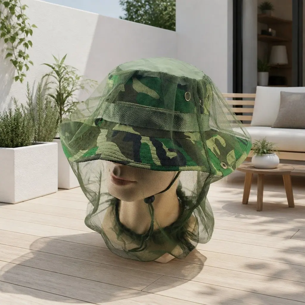 Mosquito Head Net Lightweight Breathable 45 X 33 cm Outdoor Fishing Insect Mesh Hat Face Protector