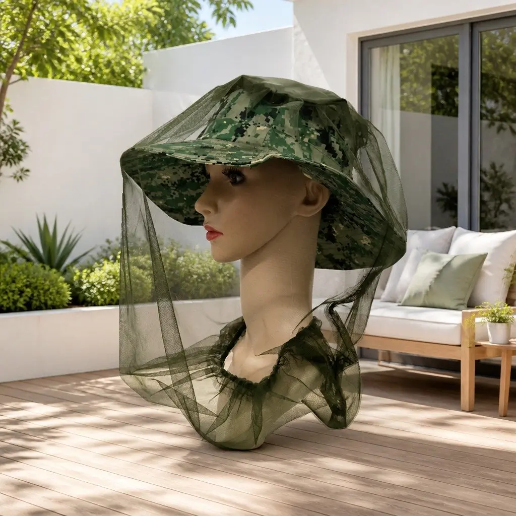 Mosquito Head Net Lightweight Breathable 45 X 33 cm Outdoor Fishing Insect Mesh Hat Face Protector