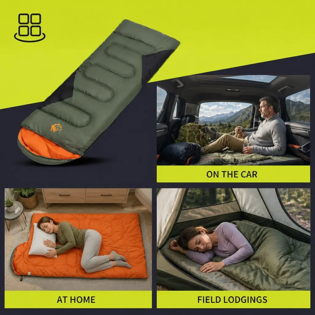 Outdoor Sleeping Bag Waterproof Envelope Rectangular Design Camping Quilt