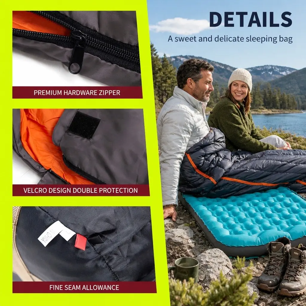 Outdoor Sleeping Bags Waterproof Envelope Design Rectangular Quilts Camping