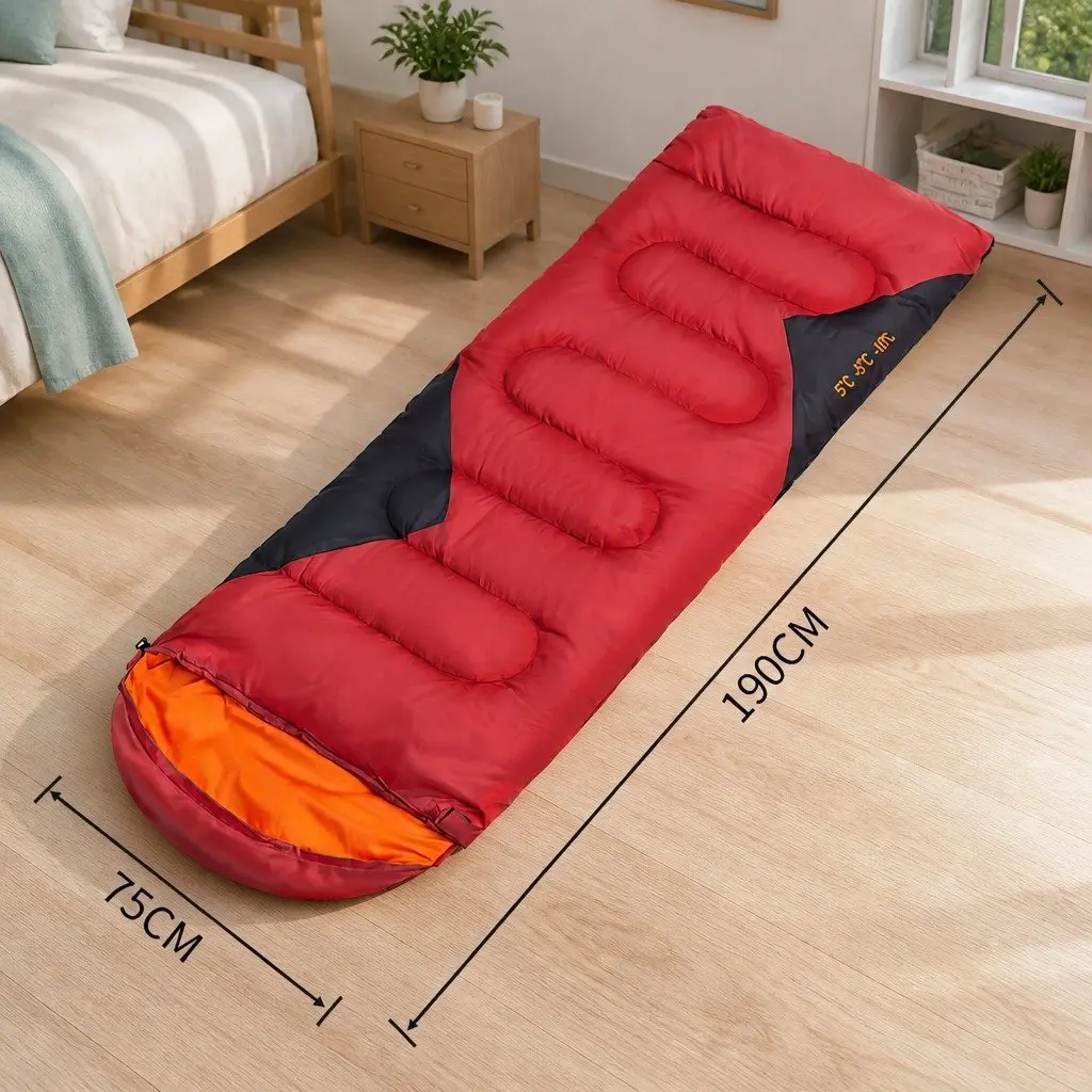 Sleeping Bag Rectangular Quilted Design Waterproof Envelope Camping Outdoor