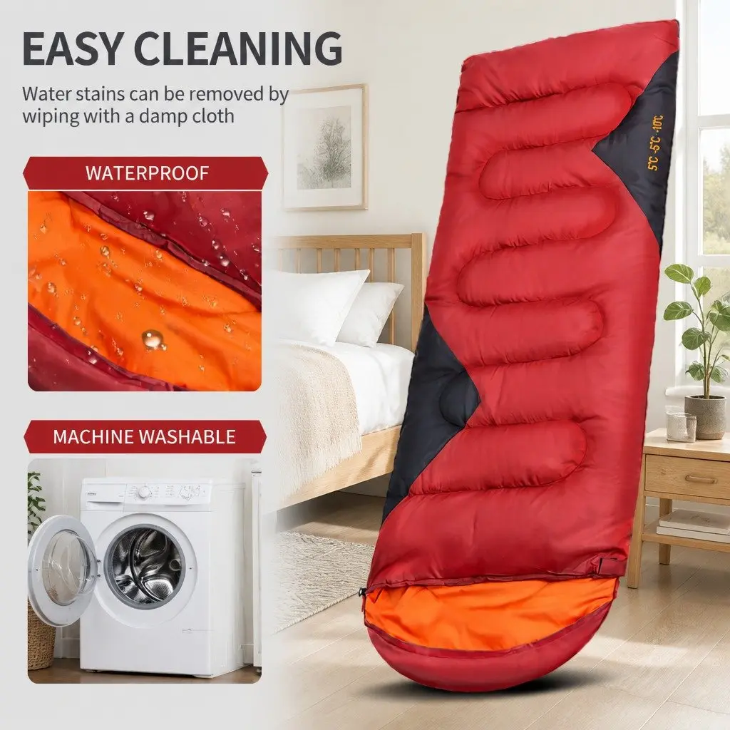Sleeping Bag Rectangular Quilted Design Waterproof Envelope Camping Outdoor