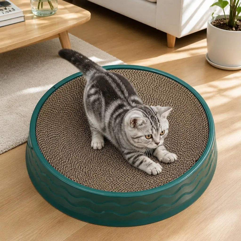 Round Corrugated Paper Cat Claw Plate Scratch Toy Replaceable Wear-Resistant Pet
