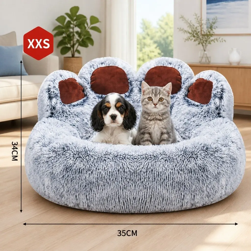 Pet Bed Cushion Bear Paw Soft Warm XXS Dog Kennel Mat Blanket Washable