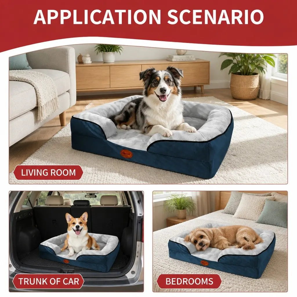 Dog Bed Sofa Thickened Sponge Cushion Support Grey M Size
