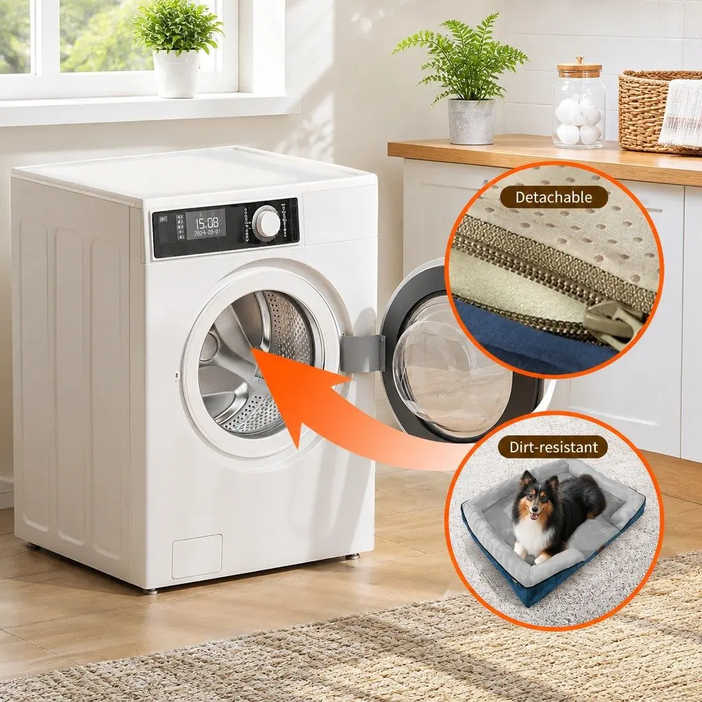 Dog Bed Sofa Thickened Sponge Cushion Support Grey M Size