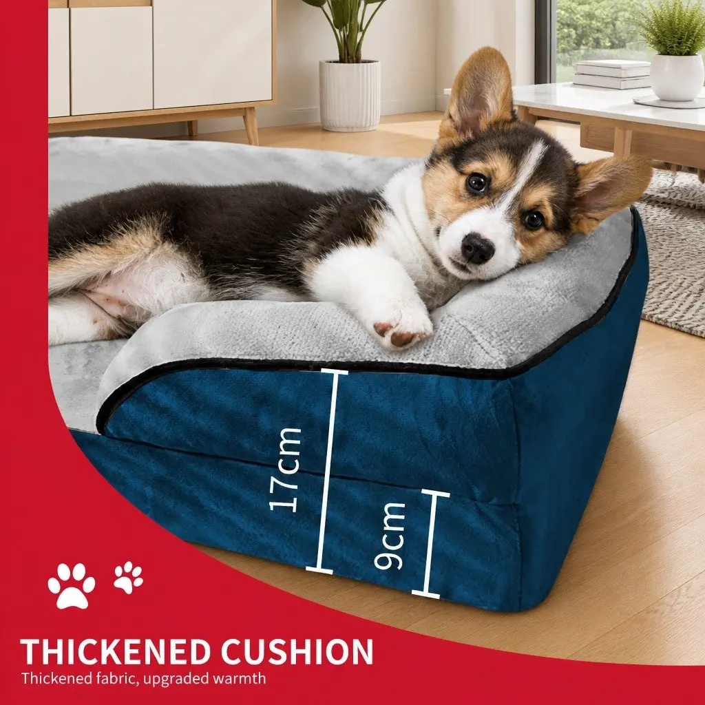 Dog Bed Sofa Thickened Sponge Cushion Support Grey M Size