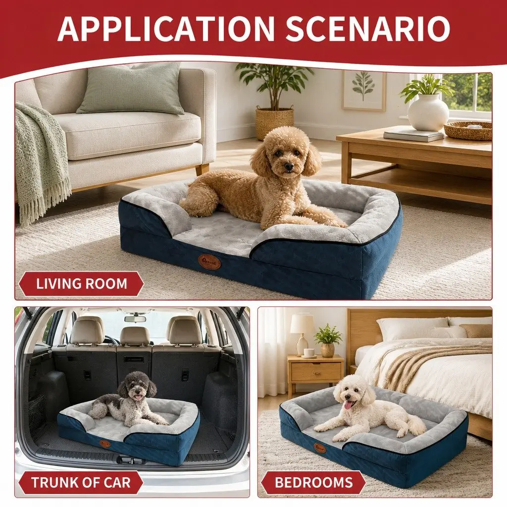 Dog Sofa Bed Orthopedic Grey Three-Sided Padding S Size