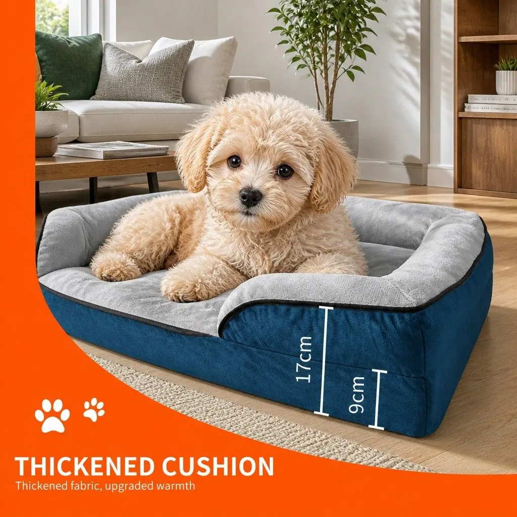 Dog Sofa Bed Orthopedic Grey Three-Sided Padding S Size