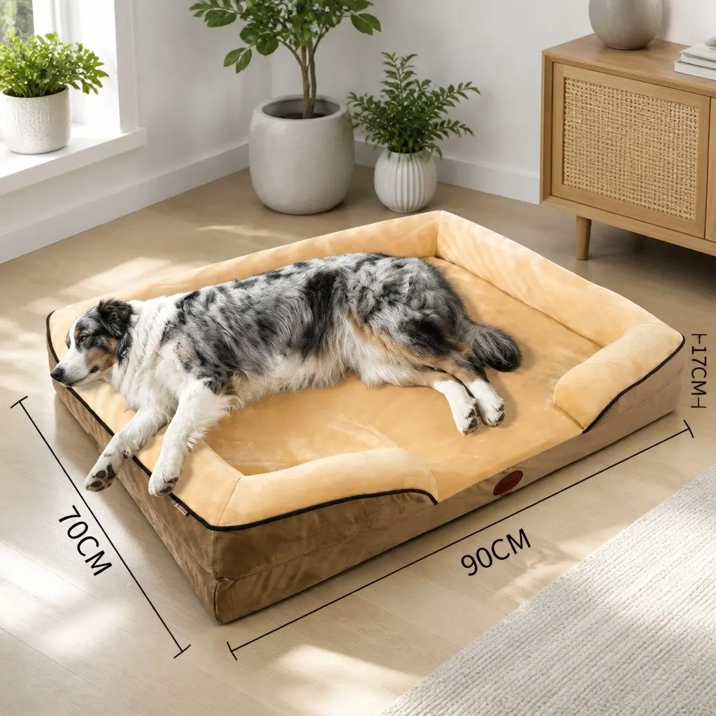 Dog Sofa Bed Large Thickened Padding Three-Sided Support 90x70x17cm