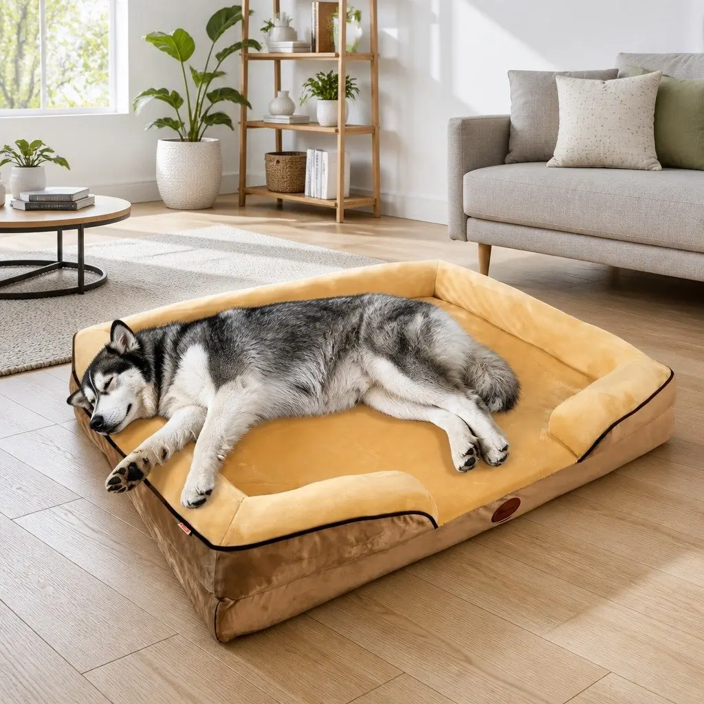 Dog Sofa Bed Large Thickened Padding Three-Sided Support 90x70x17cm