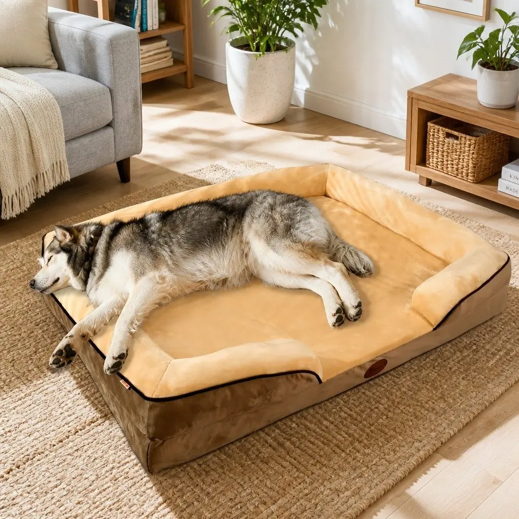 Dog Sofa Bed Large Thickened Padding Three-Sided Support 90x70x17cm