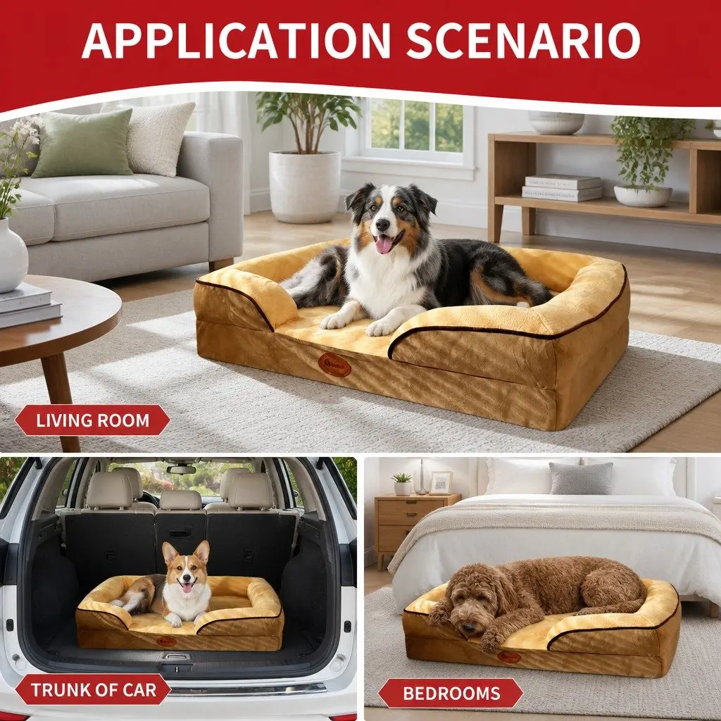 Dog Sofa Bed Large Thickened Padding Three-Sided Support 90x70x17cm