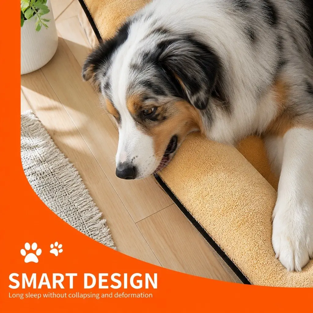 Dog Sofa Bed Large Thickened Padding Three-Sided Support 90x70x17cm