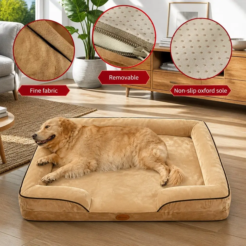 Dog Sofa Bed Large Thickened Padding Three-Sided Support 90x70x17cm