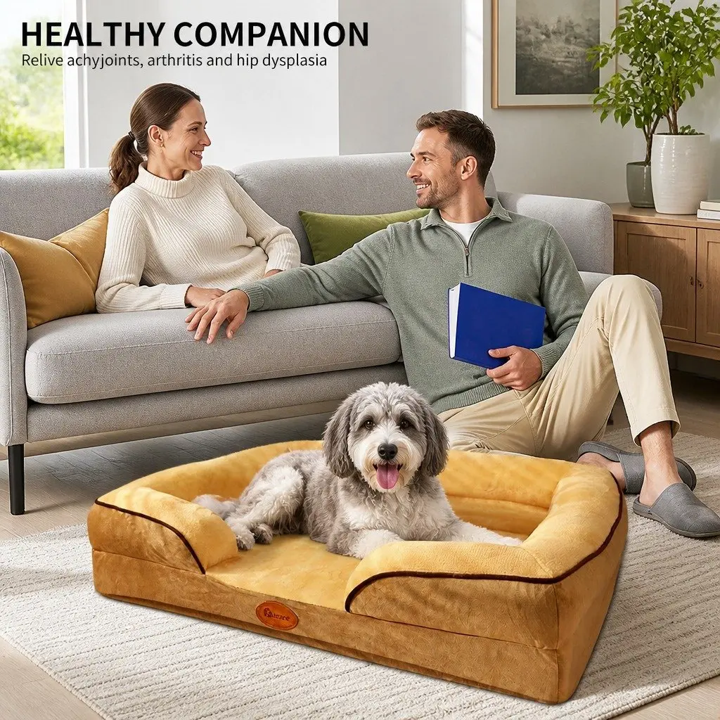 Dog Sofa Bed Large Thickened Padding Three-Sided Support 90x70x17cm