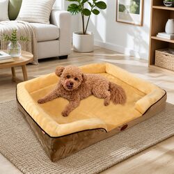 Dog Sofa Bed Three-Sided Cushioned Pet Couch Detachable Washable Cover