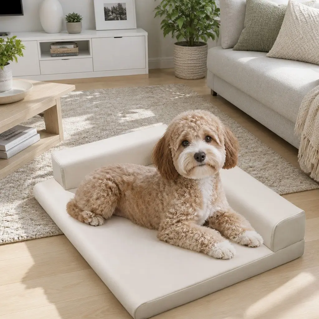 Pet Dog Bed Soft Warm Waterproof Removable Cushion Puppy Cat Cozy Nest Grey