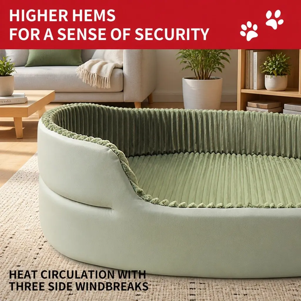 Large 3D Semi-Enclosed Pet Nest XL Striped Avocado Comfortable Cat Dog Bed