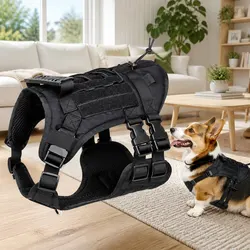 Friendly Black Dog Vest with Poop Bag Holder for You and Your Pet