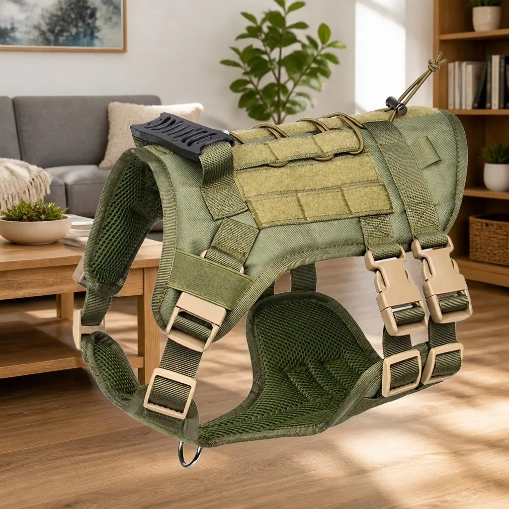 Puppy Harness Leash Set Vest Chest Strap with Poop Bag Dispenser Green