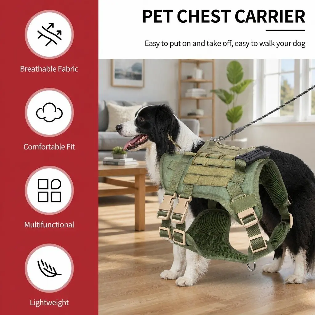 Puppy Harness Leash Set Vest Chest Strap with Poop Bag Dispenser Green