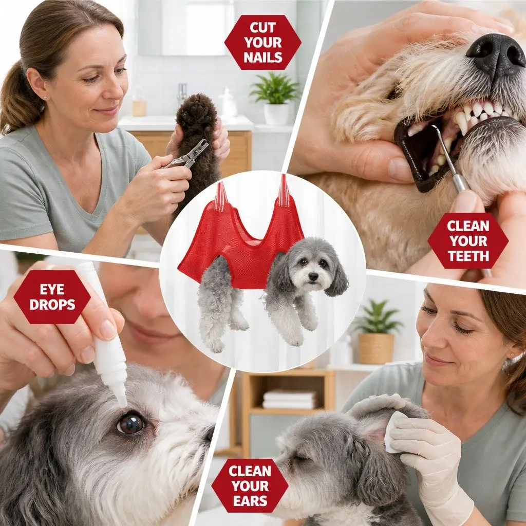 Pet Grooming Restraint Bag Breathable Cloth Medium Size 68cmX50cmX14cm