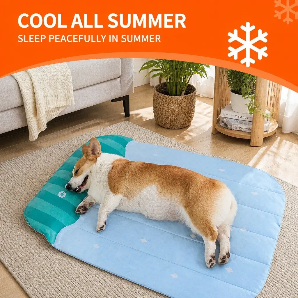 Pet Cooling Mat Dog Cat Bed Cushion Pad 3 Sizes Comfort Sleep Cold Silk