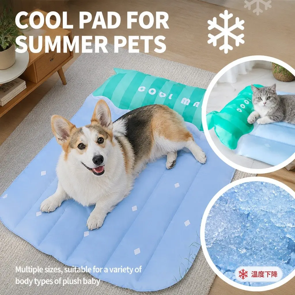 Pet Cooling Mat Dog Cat Bed Cushion Pad 3 Sizes Comfort Sleep Cold Silk