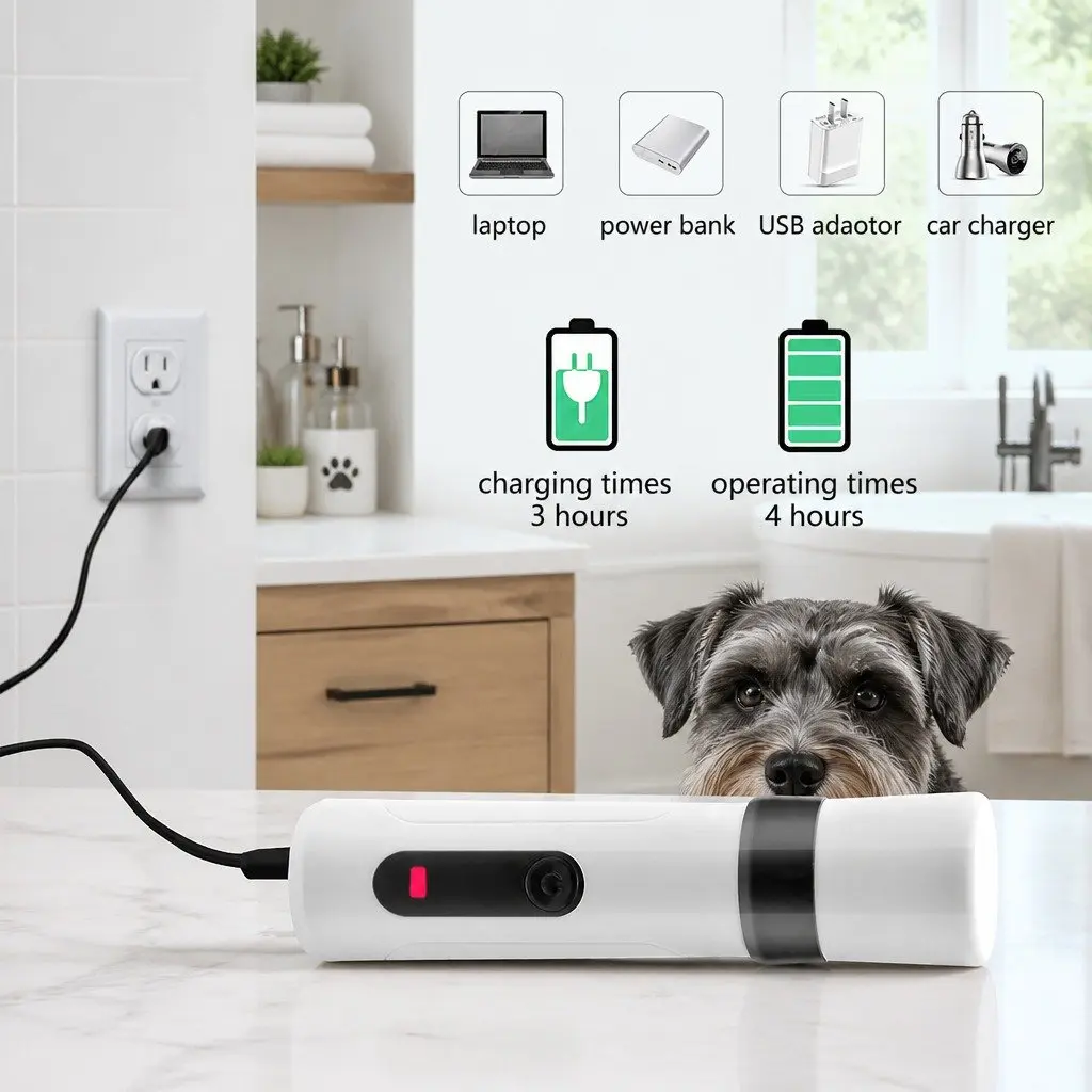 Pet Nail Polisher 2-Gear Electric Manicure Grooming Tool for Cats Dogs Auto