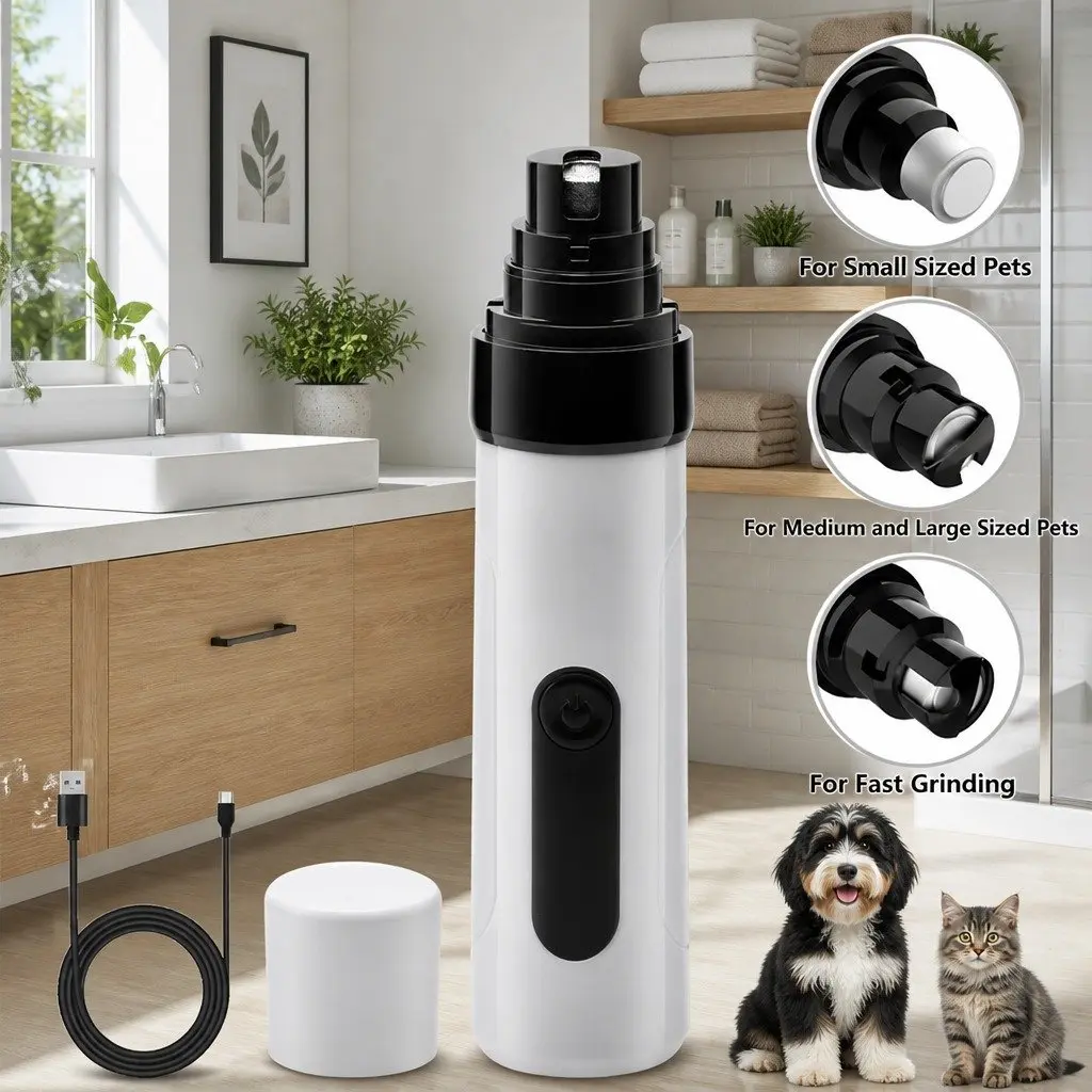 Pet Nail Polisher 2-Gear Electric Manicure Grooming Tool for Cats Dogs Auto