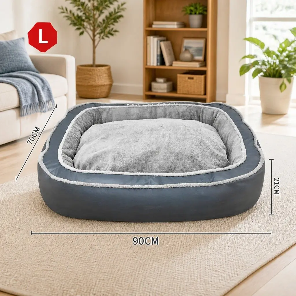 Pet Nest Bed Oval Deep Sleep Design Removable Washable Cats Dogs Blue