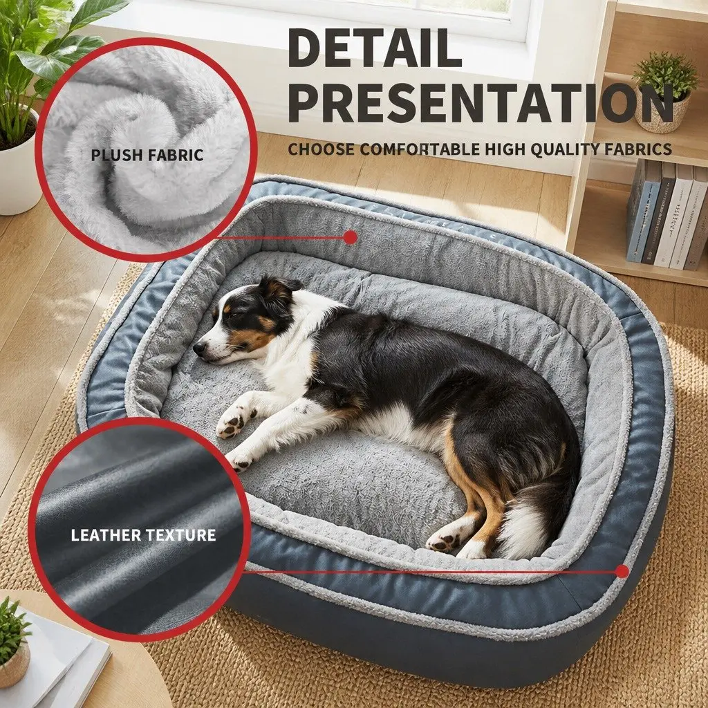 Pet Nest Bed Oval Deep Sleep Design Removable Washable Cats Dogs Blue