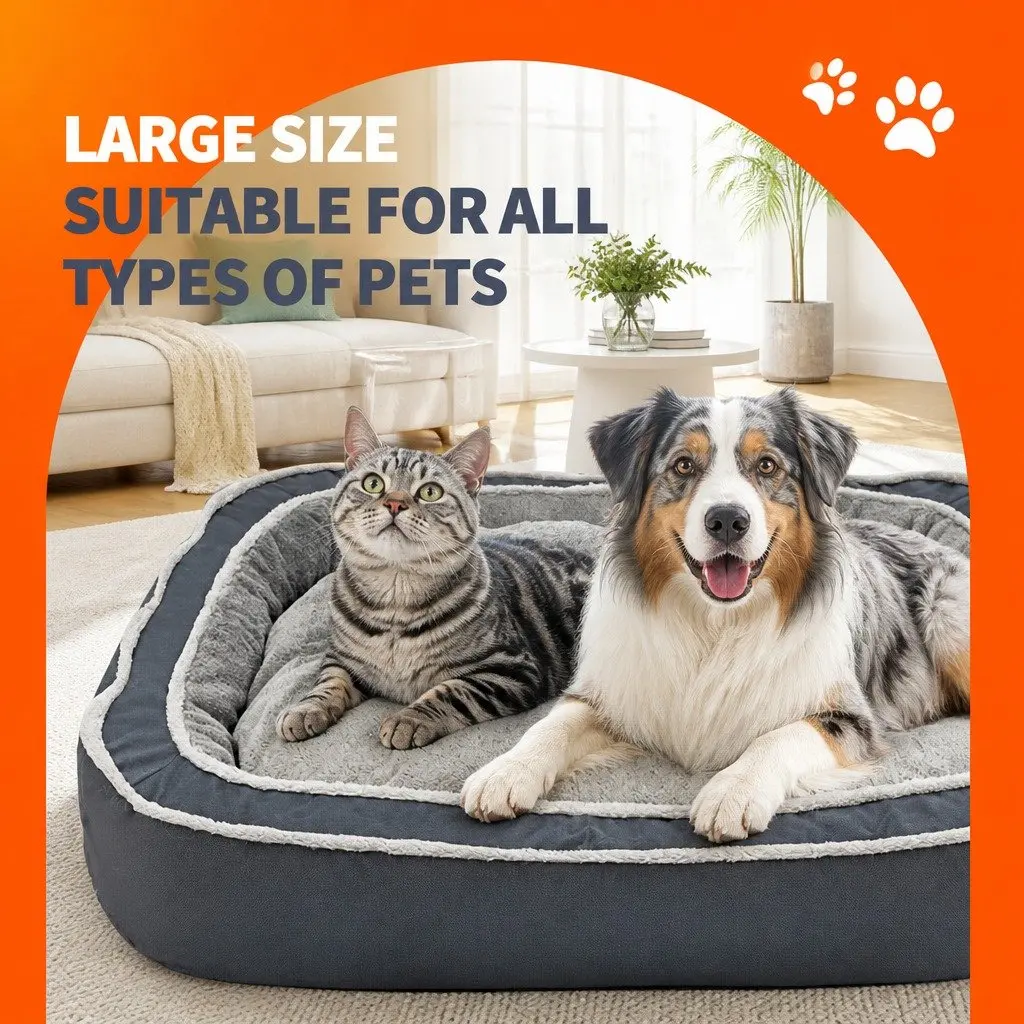 Oval Pet Bed Deep Sleep Removable Washable 75x60x19cm Blue