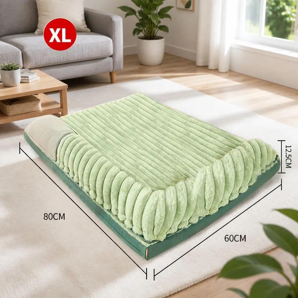Dog Bed Detachable Washable Dual-Sided Velvet Cushion Mat 80x60x12.5cm