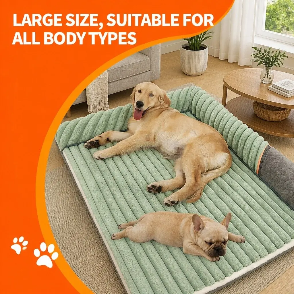 Dog Bed Detachable Washable Dual-Sided Velvet Cushion Mat 80x60x12.5cm
