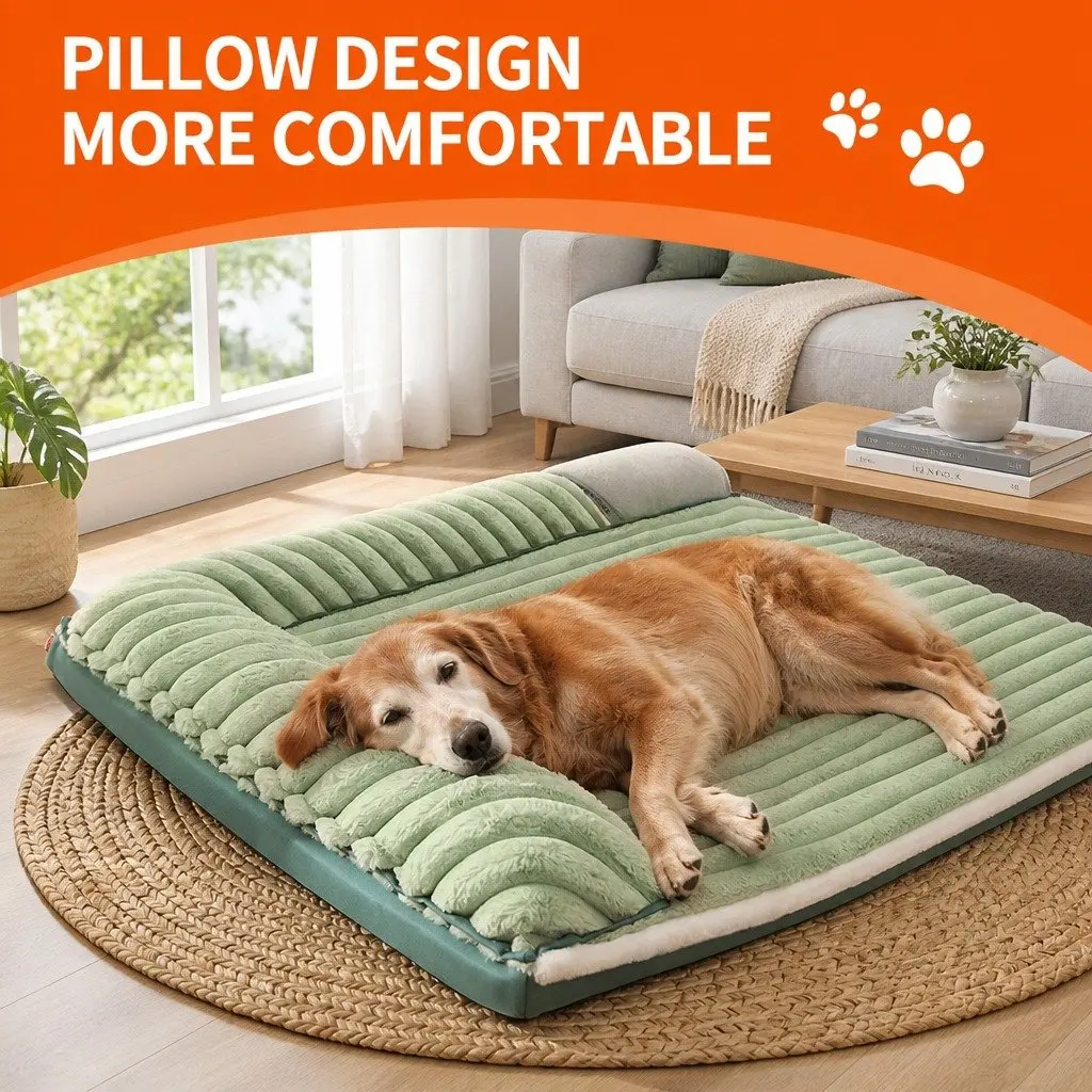 Dog Bed Detachable Washable Dual-Sided Velvet Cushion Mat 80x60x12.5cm