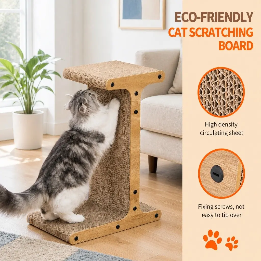 Cardboard Cat Scratch Board T-Jump Stand Kitten Scratcher Toy Lounge