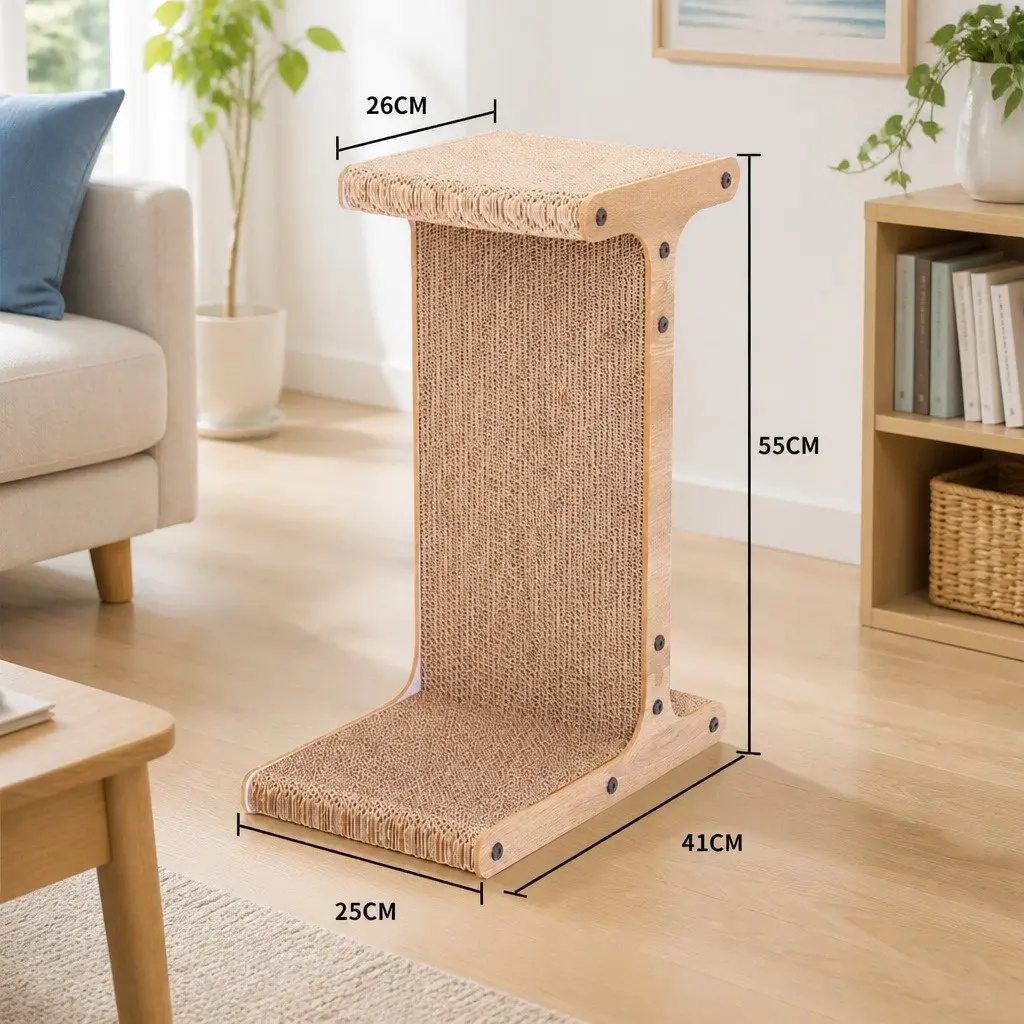 Cardboard Cat Scratch Board T-Jump Stand Kitten Scratcher Toy Lounge