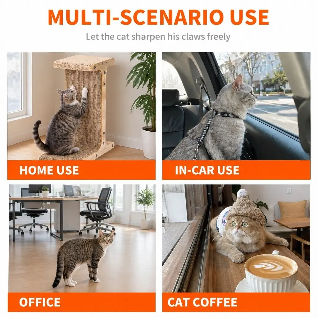 Cardboard Cat Scratch Board T-Jump Stand Kitten Scratcher Toy Lounge