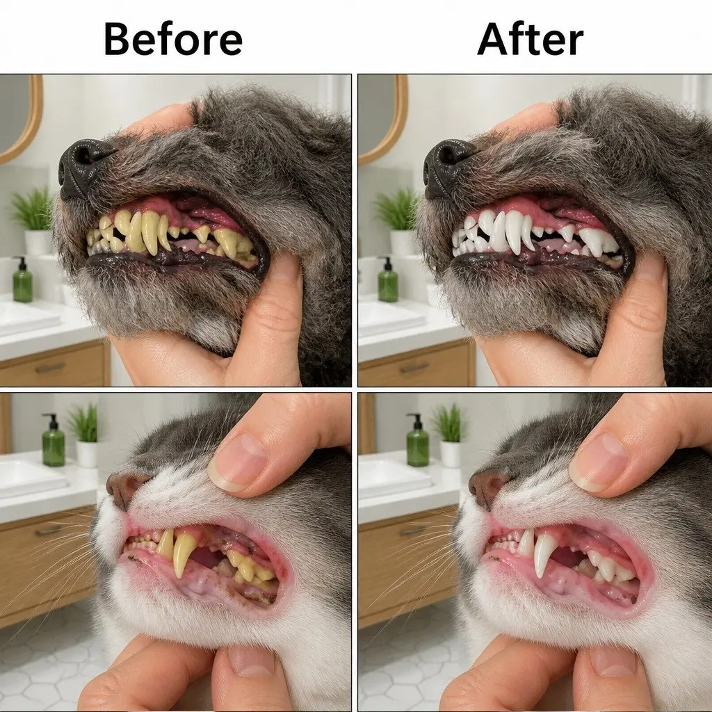 Three-Head Dog Cat Toothbrush Multi-Angle Oral Cleaning Pet Dental Care Tool