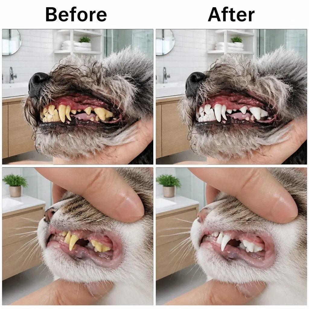 Three-Head Dog Cat Toothbrush Multi-Angle Oral Cleaning Pet Care Tool Orange