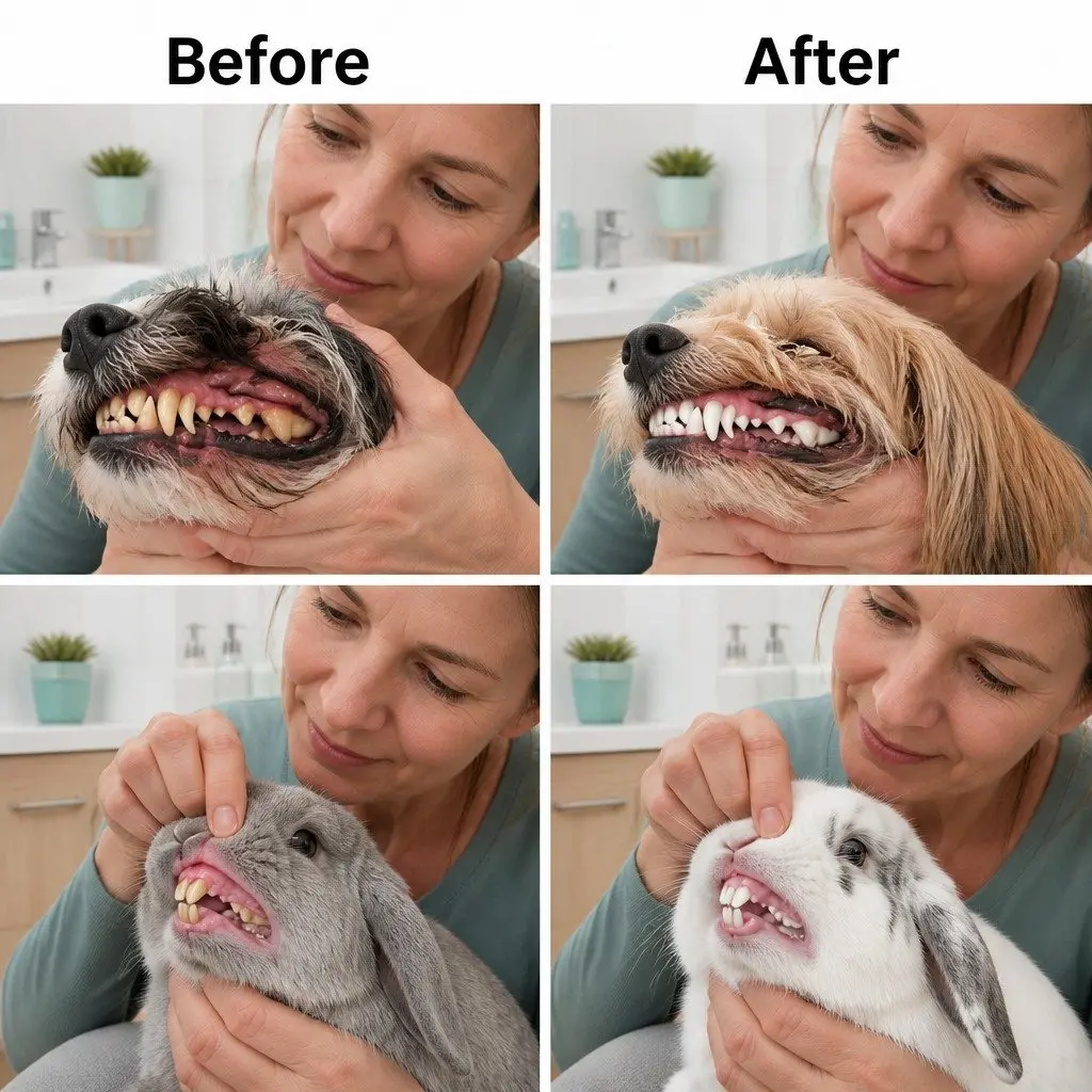 Pet Oral Care Three-Head Multi-Angle Dog Cat Toothbrush Cleaning Tool White
